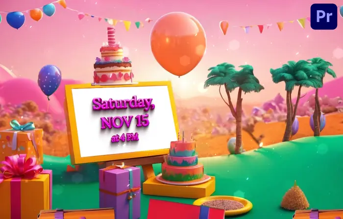 Colorful Funky 3D Birthday Slideshow Invitation